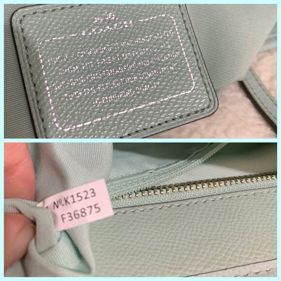 COACH Cross Grain Leather Zip Top CITY TOTE in Sea Glass F36875 - Picture 9 of 16